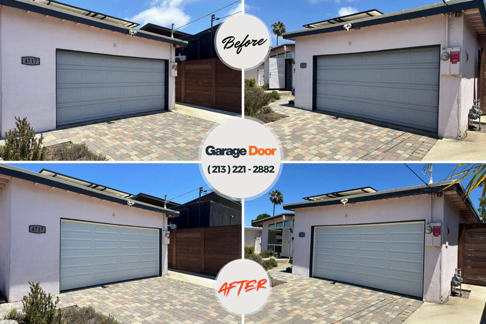 Before and after: garage door repair Blades, DE